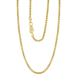 1MM 019 Yellow Gold Round Box Chain .925 Sterling Silver 16