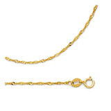 1.6MM Yellow Gold Singapore Chain 925 Sterling Silver 7-20 Inches