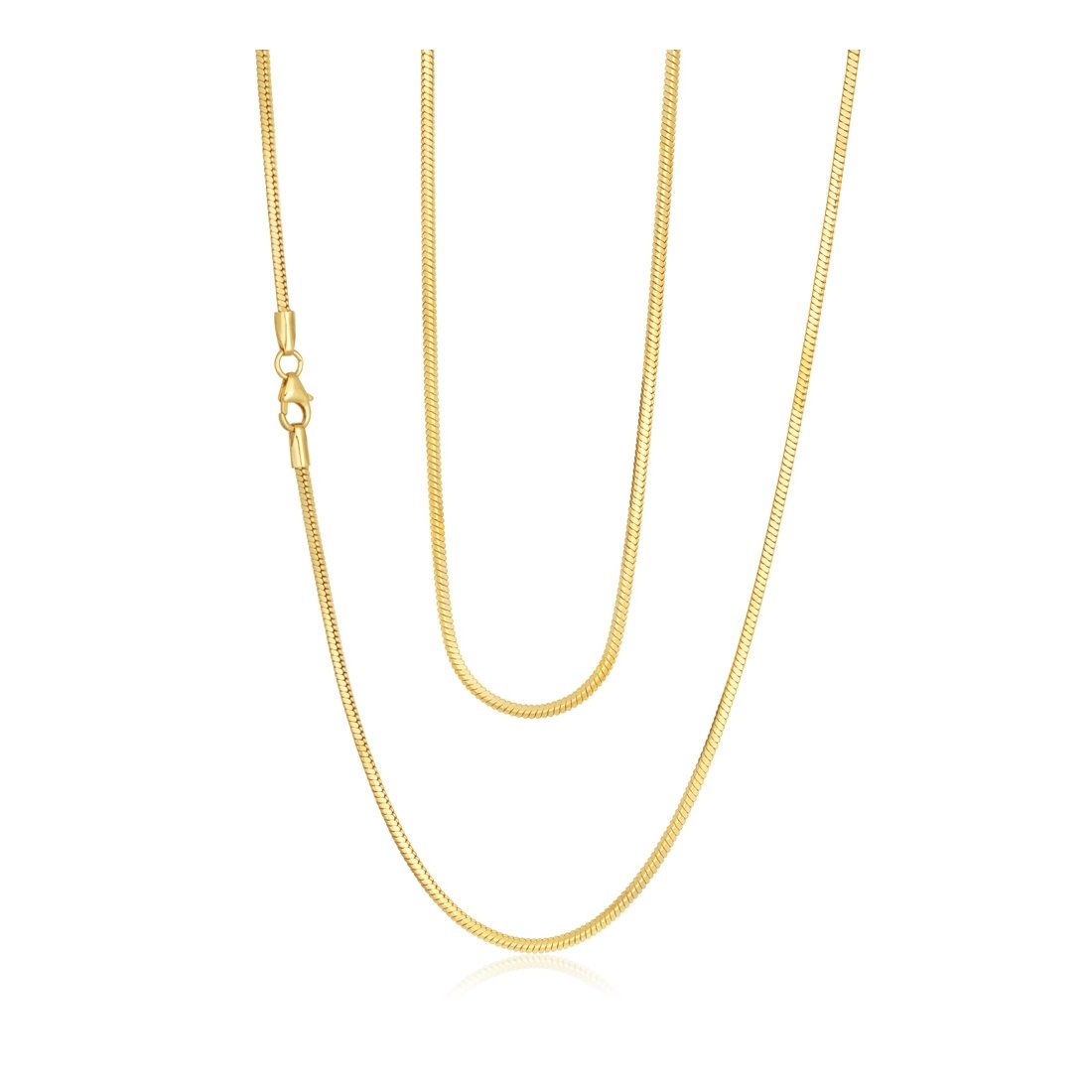 Yellow Gold Square Snake Chain Sterling Silver Sizes 16