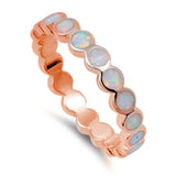 Eternity Wedding Ring Rose Tone, Lab White Opal 925 Sterling Silver