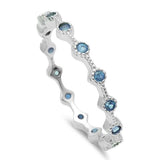 Dainty Stackable Ring Round Simulated Aquamarine Cubic Zirconia 925 Sterling Silver