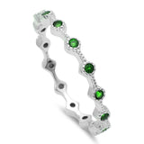 Eternity Bands Stackable Ring Simulated Green Emerald CZ 925 Sterling Silver