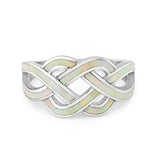 Infinity Celtic Crisscross Crossover Lab Created White Opal 925 Sterling Silver