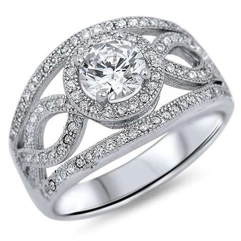 Solitaire Infinity Design Wedding Ring Simulated CZ 925 Sterling Silver
